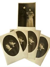 Antique RPPC Postcard Portraits Sisters Ephemera Two Poses 5 Greetings Cards picture