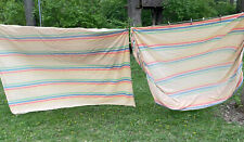 Vintage 70s Springmaid Sheets Queen Pacer Stripe Camel Wondercale Flat & Fitted picture