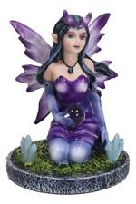 Kneeling Purple Lavender Night Fairy With Crystal Ball On Garden Mini Figurine picture