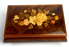 Reuge Floral Inlaid Wood Music Jewelry Box Swiss Movement Italy Plays Tomorrow picture