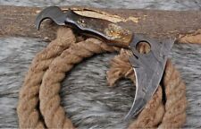 Custom Made Damascus KARAMBIT Knife Full Tang CLAW Fixed Blade Hunting SURVIVAL picture