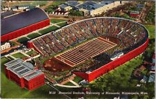 Minneapolis MN-Minnesota, Game Day, University Memorial Stadium Vintage Postcard picture