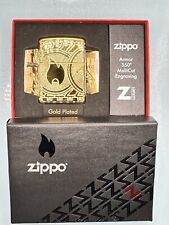 2022 Zippo Currency Gold Plated Multi Cut Armor Zippo Lighter NEW 29261 picture