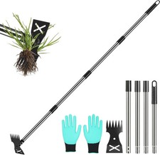 Weed Puller Tool with Long Handle-Vertical Adjustable Weeder, 2-in-1 Garden Hoe picture