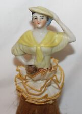 Vintage Art Deco Girl Half Doll Crumb Brush Vanity Whisk Porcelain picture