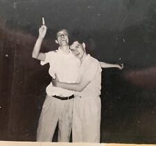 Affectionate Couple Men Hugging Smoking Handsome Guys Gay Interest Vintage Photo picture
