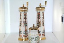 3pc Lenox Peppermill Grinder Lido Clover Fine Bone China Hand Decorated 24k Gold picture