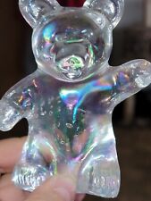 Vintage Beautiful Iridescent Carnival Glass Teddy Bear Paperweight Figurine Mint picture
