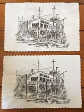 Pair Vintage Mo's Annex Seafood Chowder Restaurant Newport Oregon Paper Placemat picture