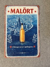 Malort Chicago Handshake Metal Sign 12” Bar Poster Bartender Chitown Drinks picture
