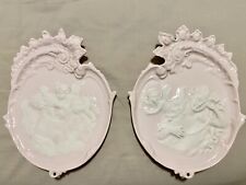 angels pink and white ceramic wall plaque picture