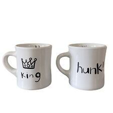 Wendy Tancock Toronto Ceramic Hunk & King White Coffee Mug Pair Of 2 picture