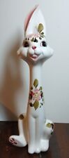 Vintage Wales Long Neck Big Eyed Porcelain Bunny Figurine picture