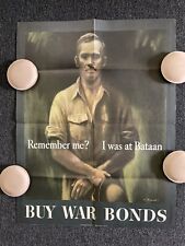 Original WWII Buy War Bonds Poster POW Remember Me I Was At Bataan 1943 Vintage picture