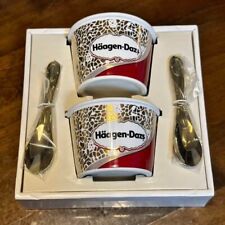 Haagen-Dazs Porcelain Cup & Spoon Set of 2 Super Premium Club Limited Novelty picture