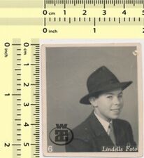 #089 Boy with Hat, Kid Portrait Lindells Foto Stockholm Sweden vintage old photo picture
