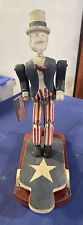 Wooden Dancing Uncle Sam Hand Carved Walking Folk Art Doll 13 Inches Tall picture