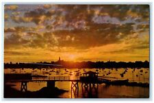 c1960s Sunset From Eastern Yacht Club Marblehead Massachusetts MA Boats Postcard picture