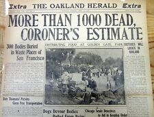 April 1906 Oakland CA hdln newspaper THE GREAT SAN FRANCISCO EARTHQUAKE disaster picture