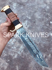 15” SPARK CUSTOM HANDMADE DAMASCUS CROCODILE DUNDEE BOWIE KNIFE W/SHEATH picture