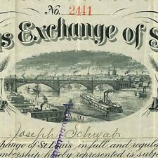 Vintage 1882 Merchants Exchange of St. Louis Certificate of Membership #2441 picture