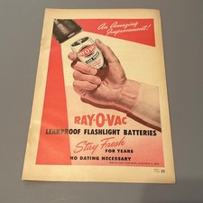 Vintage Print Ad 1946 Advertising Popular Science Fiction Ray-O-Vac Battery usa picture