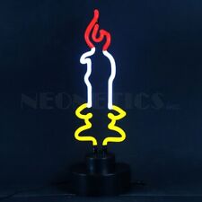 Candle flame Neon sign sculpture window sill Table lamp light Xmas Christmas  picture