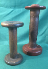 Lot Of 2 Vintage Wood Textile Weaving Thread Spools picture