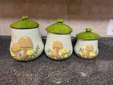 Vintage 1970’s Arnel’s Mushroom 3 piece Canister Set With Lids READ picture