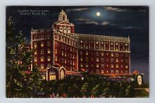 Virginia Beach VA-Virginia Cavalier Hotel Night, Antique, Vintage c1956 Postcard picture