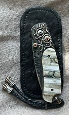 William Henry Knife LE #25/50 WHITE HORSE B09: Fossil, Sapphires, 18k Gold picture