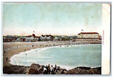 1908 Crowd Bathing Seashore Buildings Hotels York Beach Maine Vintage Postcard picture
