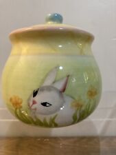 Easter Sugar Bowl With Lid Decor Bunnies Rabbits Sweet Olive Designs picture
