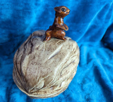 Vintage Ceramic Squirrel Sitting On Walnut Covered Nut Candy Trinket Dish  picture