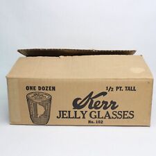 Case of 12 Vintage Kerr Jelly Glasses Jars Gold Metal Lids Half Pint Tall #102 picture