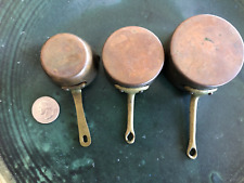3 vintage miniature toy copper pots pans made in France picture