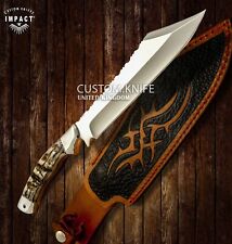 IMPACT CUTLERY RARE CUSTOM FULL TANG BOWIE KNIFE RAM HORN HANDLE- 1587 picture