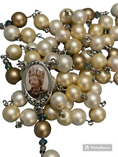 Gold and Cream Breast Cancer St. Agatha Catholic Rosary picture