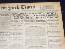 1920 JULY 19 NEW YORK TIMES - HARDING ISSUES CHALLANGE TO COX - NT 9344 picture