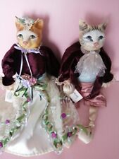 Vintage Couple Of Katherine's Collection Cat Dolls Hand painted 15
