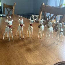 Mid Century Plastic Christmas Reindeer- Lot Of 6 picture