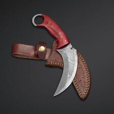 Unique Hand forged Engraved Karambit knife Handmade Damascus steel knives picture