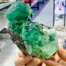 339G Natural Rare transparent green cubic fluorite mineral crystal sample/China picture