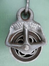 Rare NY 1861 Levi Beardsley Cast Iron Drop Pulley & Hook Unique Roller Bearings picture