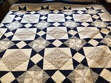 Antique Vintage Hand Made/Hand Stitched Quilt 80x80 Approx picture