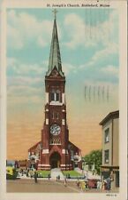 St Josephs Church Biddeford Maine Posted Building White Border Vintage Post Card picture
