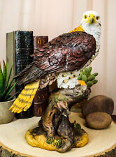 Ebros Wildlife Red Tailed Hawk On Tree Stump Statue Birds Of Prey Figurine 10