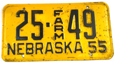 Nebraska 1955 Farm License Plate Man Cave Vintage Garage Butler Co Collector picture