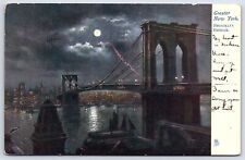 Vintage Postcard 1905 Brooklyn Bridge Hybrid Cable-Stayed Suspension New York NY picture