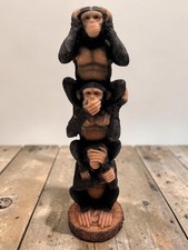 Three Wise Monkeys Figurine Statue - Hear No Evil Speak No Evil See No Evil Deco picture